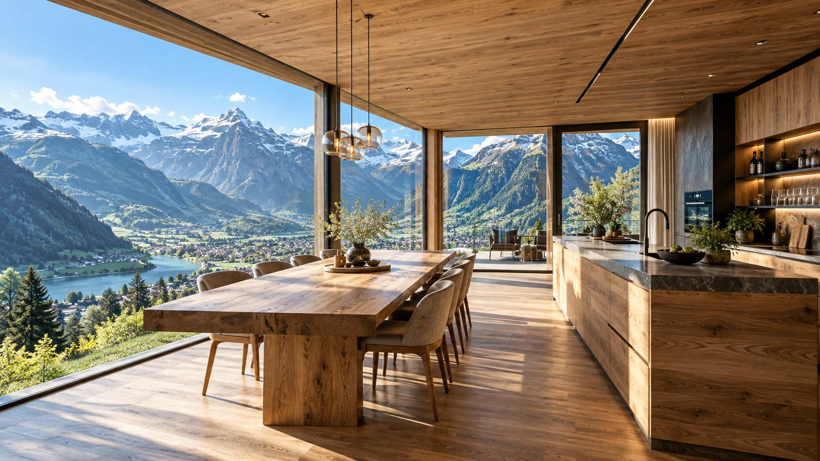 Premium Schreiner-Innenausbau mit Blick ins Glarnerland