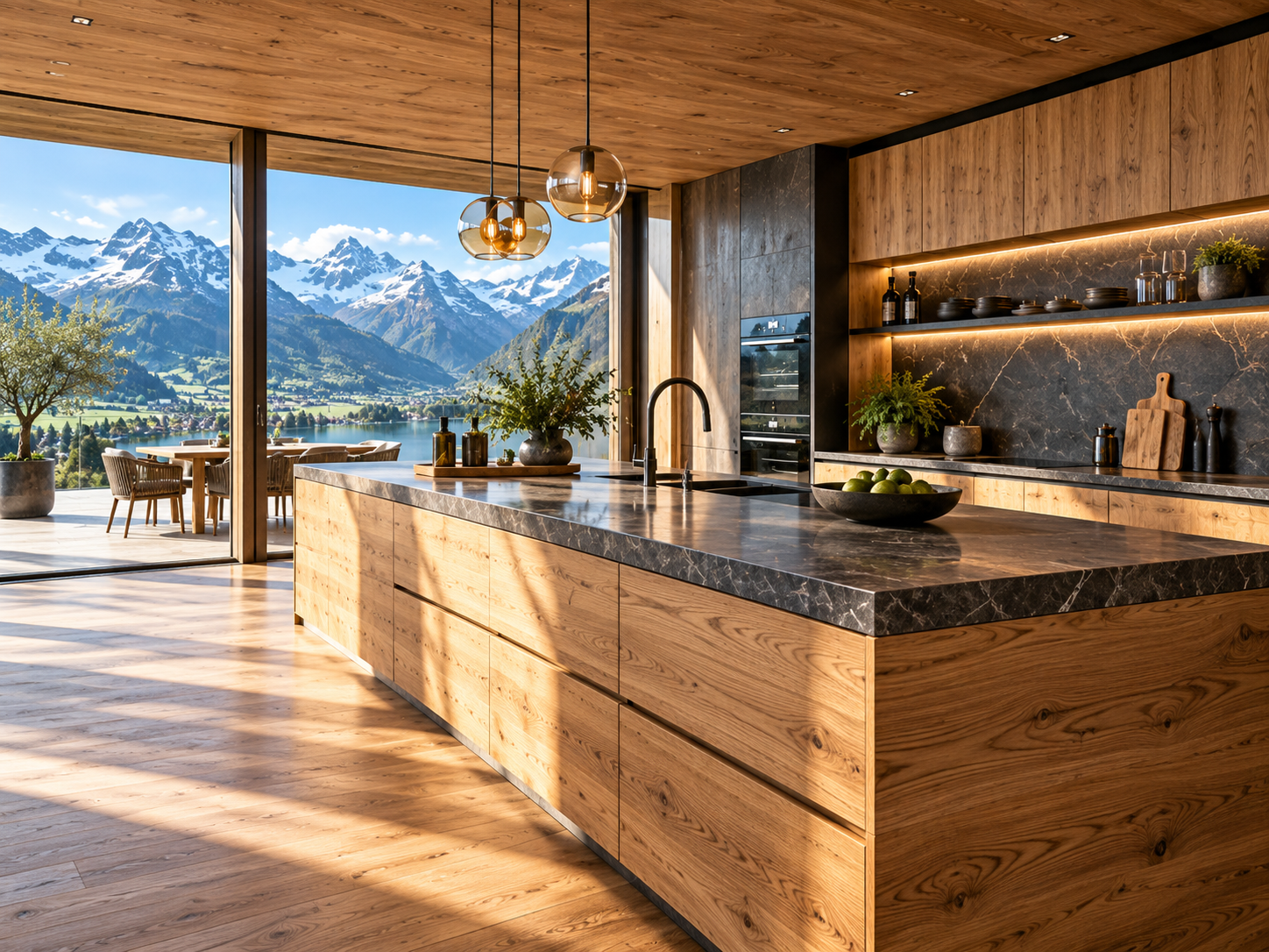 Hochwertige Schreinerküche mit Holzdetails